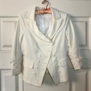 Elizabeth and James White Double Breasted Blazer
